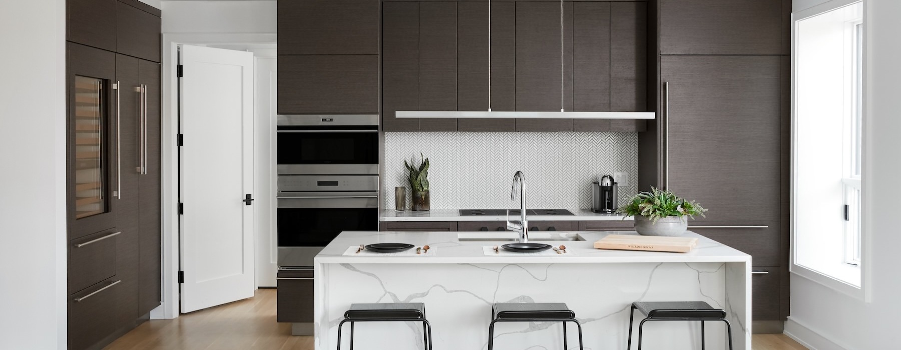 kitchen with island and seating