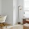 a living room with a rug and a table